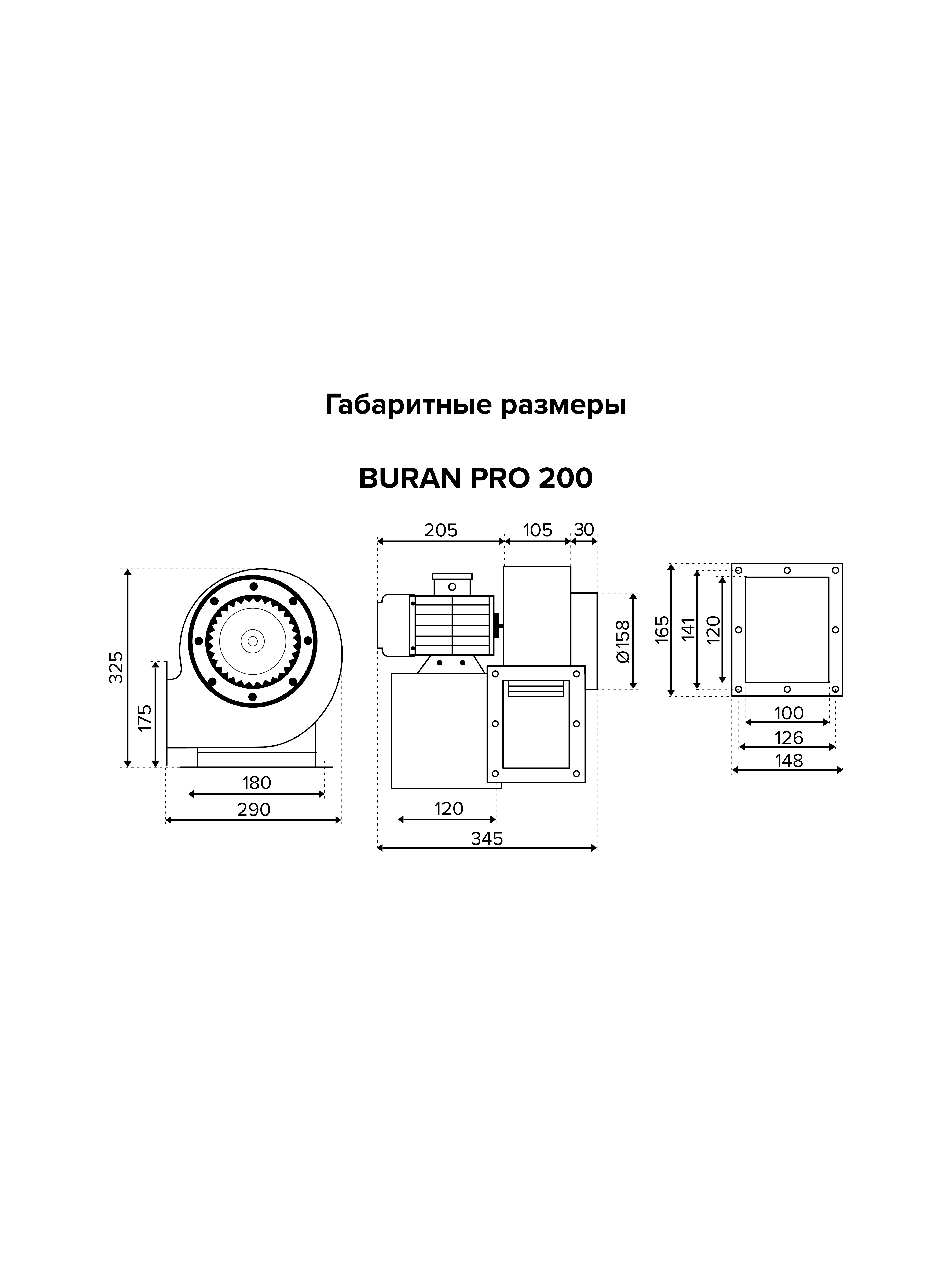 Вентилятор радиальный BURAN PRO 200 220V Пр0 2полюс ERA PRO